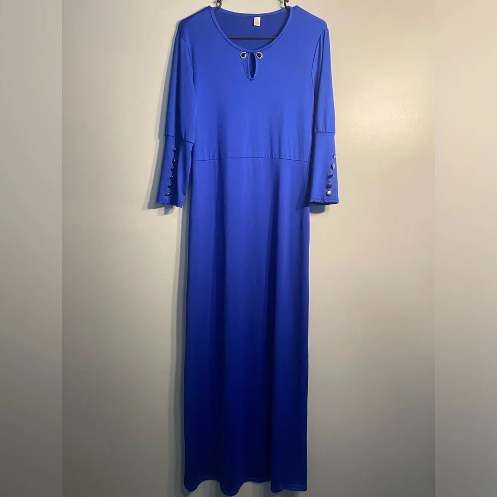 Item 93 Women's Royal Blue Long Sleeve Maxi Dress - Picture 1 of 6